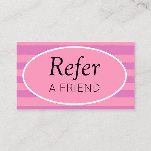 Classic Stripes Pink and Purple Refer a Friend Referral Card