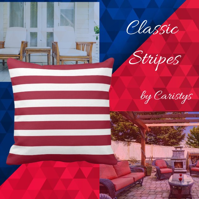 Classic Stripes Red and White Throw Pillow (Creator Uploaded)