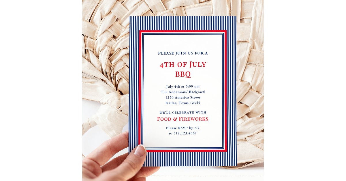 Classic Stripes | Red White Blue 4th of July Party Invitation | Zazzle