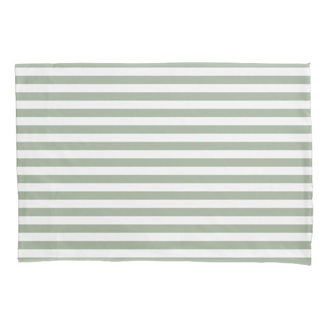 Classic Stripes Sage Green Pillow Case (Front)
