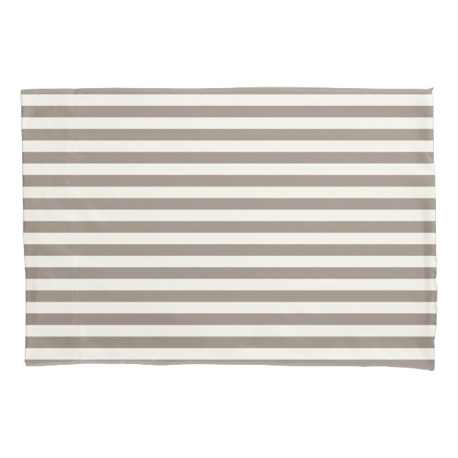 Classic Stripes Taupe Cream Pillow Case (Front)