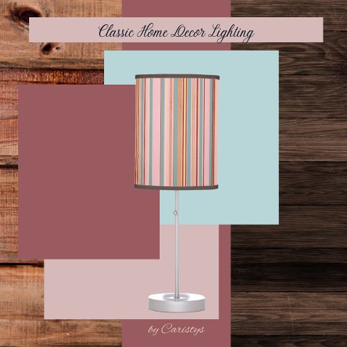 Classic Stripes Teal Blush Clay Shades Table Lamp