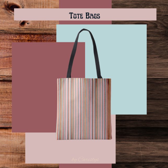 Classic Stripes Teal, Blush Clay Shades Tote Bag (Creator Uploaded)