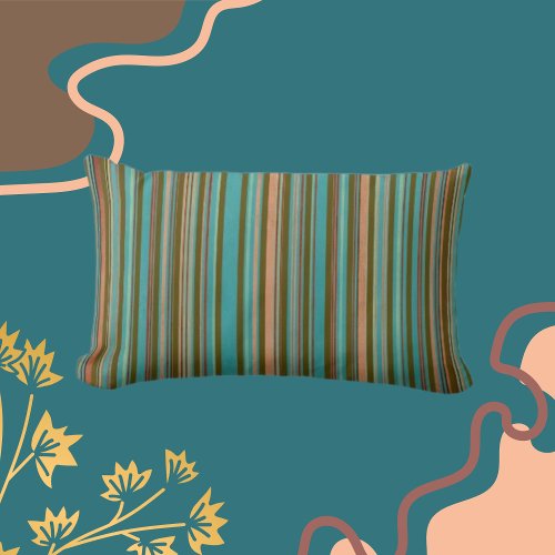 Classic Stripes Teal Clay Shades Brown  Lumbar Pillow