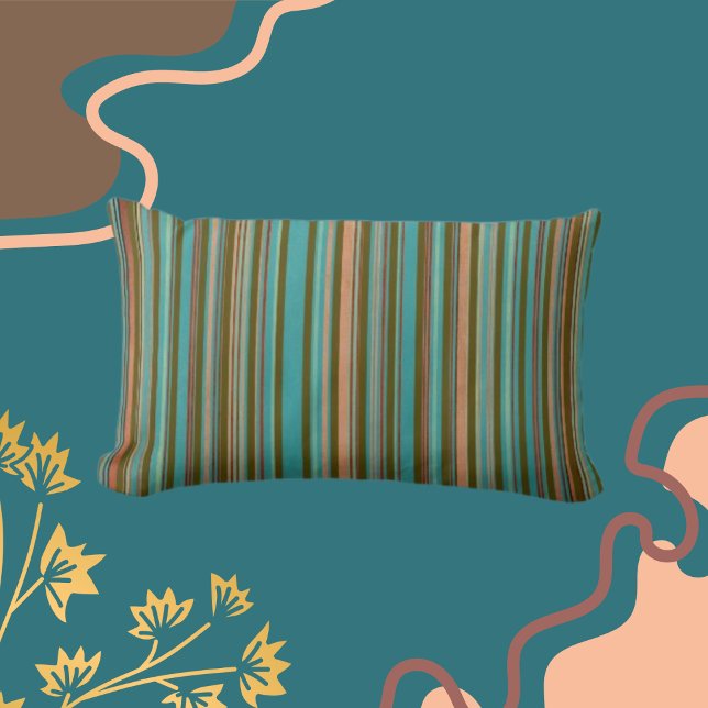 Classic Stripes Teal, Clay Shades, Brown  Lumbar Pillow (Creator Uploaded)