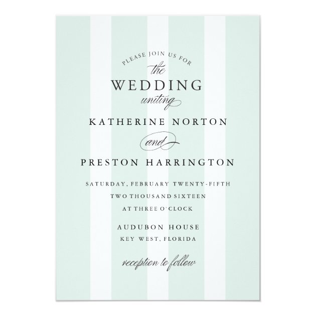 Classic Stripes Wedding Invitation In Light Blue