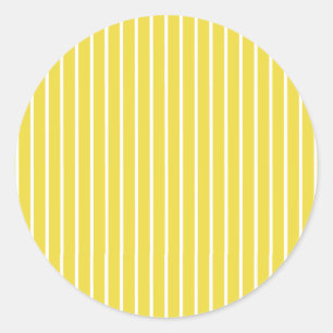Classic Stripes White - Golden Yellow Round Sticker