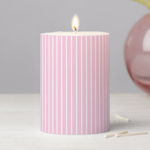 Classic Stripes White - Light Pink Pillar Candle