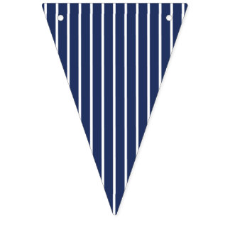 Classic Stripes White - Navy Blue Bunting Flags