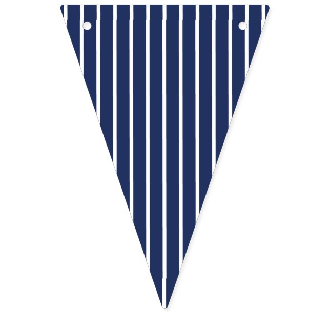 Classic Stripes White - Navy Blue Bunting Flags (First Flag)