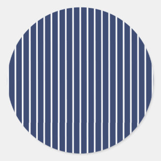 Classic Stripes White - Navy Blue Classic Round Sticker