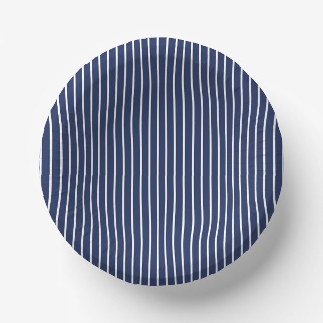 Classic Stripes White - Navy Blue Paper Bowls (Front)