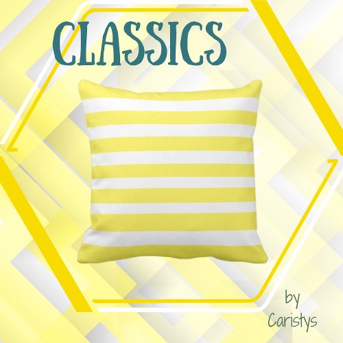 Classic Stripes Yellow and White Throw Pillow