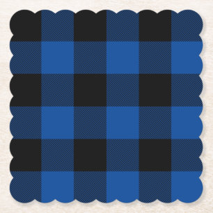 Classic Style Blue and Black Buffalo Plaid Paper Coaster
