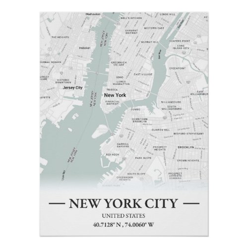Classic style city map of New York City USA Poster