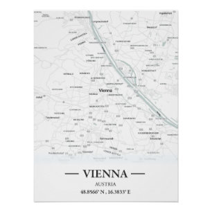 Classic style city map of Vienna, Austria Poster