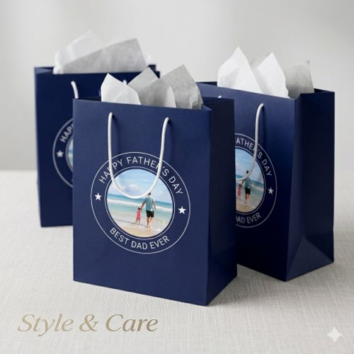 Classic Style Fathers Day Navy Medium Gift Bag