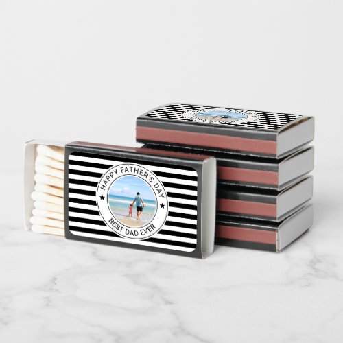 Classic Style Fathers Day White Black Stripe Matchboxes