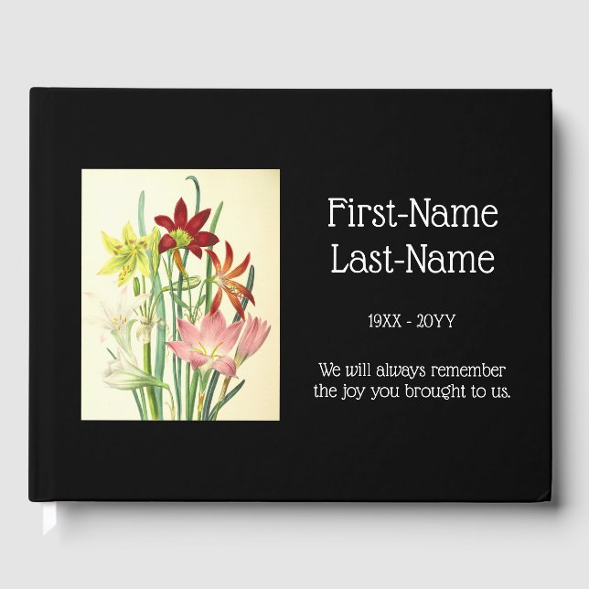 Classic Style Floral Funeral Remembrance Guestbook (Front)