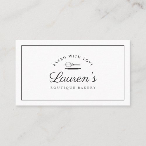 Classic Style Home Bakery Logo Baked with Love Business Card