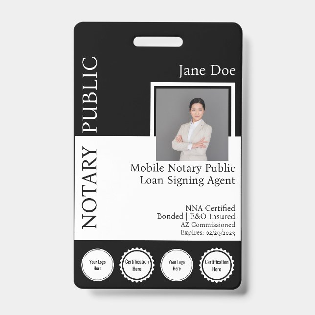 Classic Style Notary Public Badge with QR (Front)