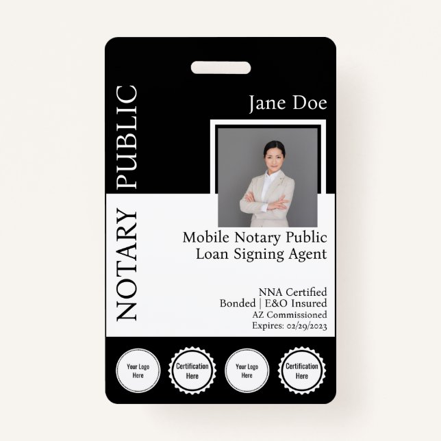 Classic Style Notary Public Badge with QR (Front)