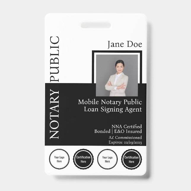 Classic Style Notary Public Badge with QR (Front)