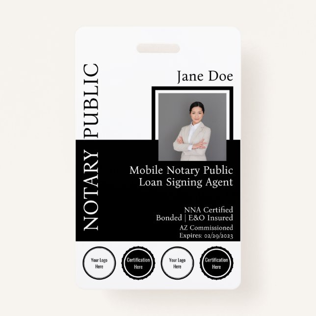 Classic Style Notary Public Badge with QR (Front)