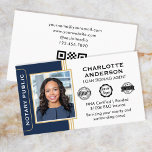 Classic Style Notary Signing Agent Id Blue Gold Business Card at Zazzle