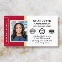 Classic Style Notary Signing Agent ID Red Gold