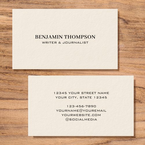 Classic Style Professional Cream Black Business Card