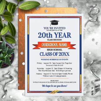 Classic Style School Colors Class Reunion Invitati Invitation