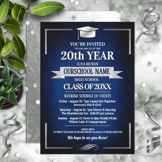 Classic Style School Colors Class Reunion Invitation