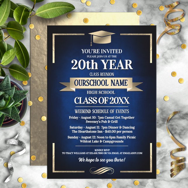Classic Style School Colors Class Reunion Invitation (Creator Uploaded)