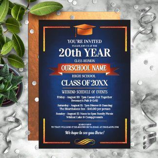Classic Style School Colors Class Reunion Invitation