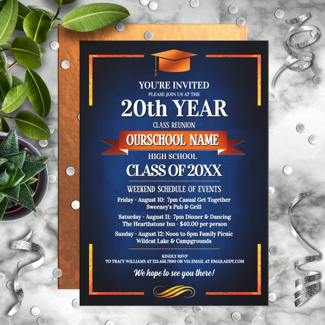 Classic Style School Colors Class Reunion Invitation (Creator Uploaded)