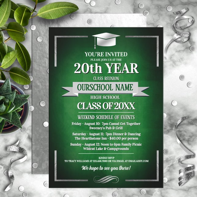 Classic Style School Colors Class Reunion  Invitation (Creator Uploaded)