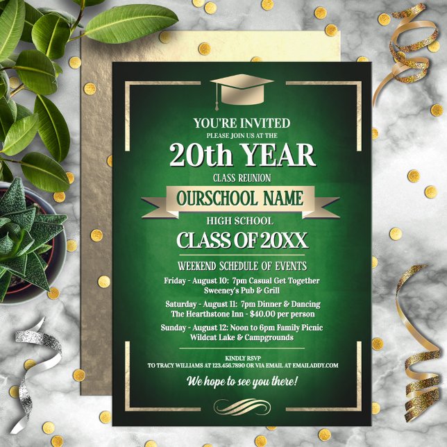 Classic Style School Colors Class Reunion Invitation (Creator Uploaded)
