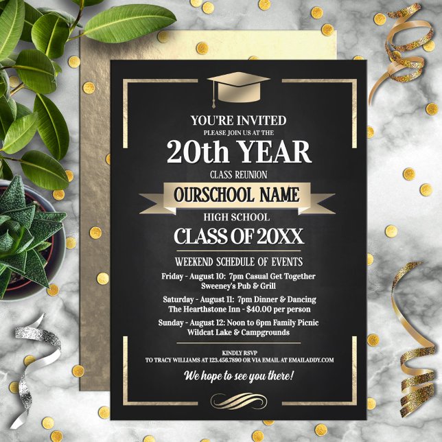Classic Style School Colors Class Reunion Invitation (Creator Uploaded)