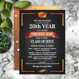 Classic Style School Colors Class Reunion Invitation