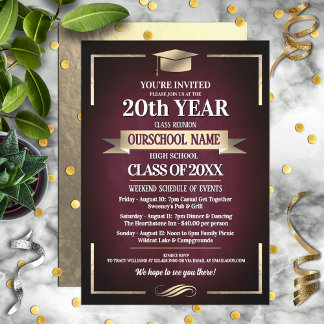 Classic Style School Colors Class Reunion Invitation