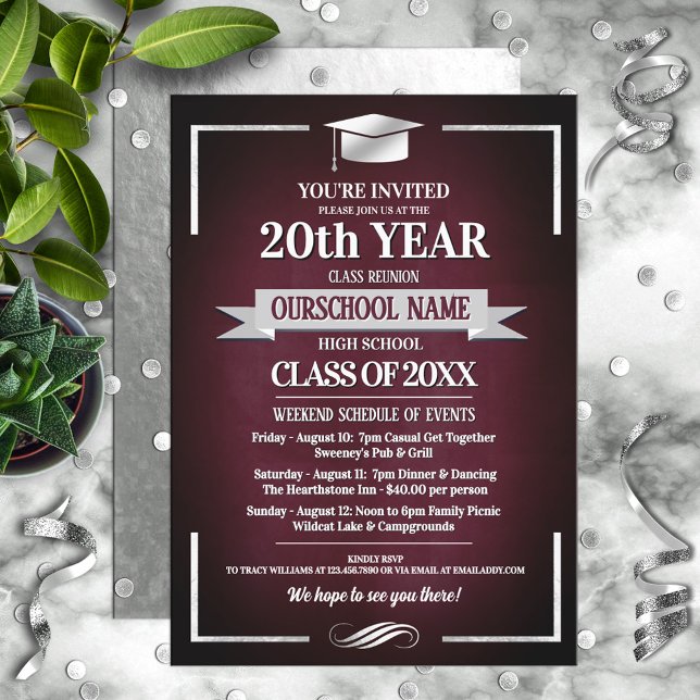 Classic Style School Colors Class Reunion Invitation (Creator Uploaded)