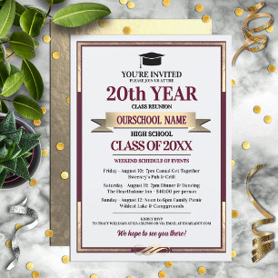 Classic Style School Colors Class Reunion Invitation
