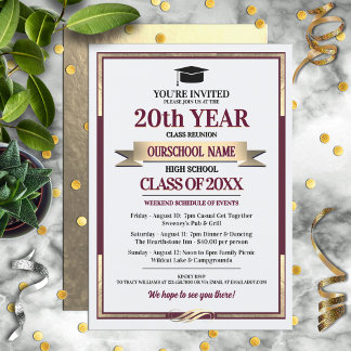 Classic Style School Colors Class Reunion Invitation