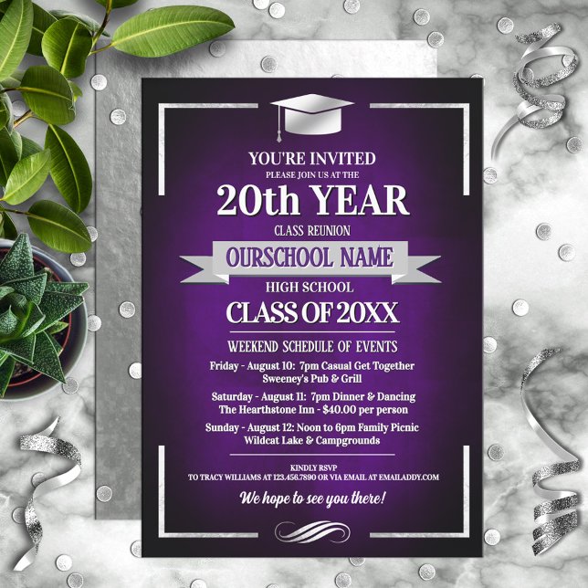 Classic Style School Colors Class Reunion Invitation (Creator Uploaded)