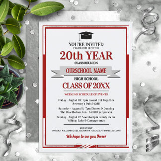 Classic Style School Colors Class Reunion Invitation