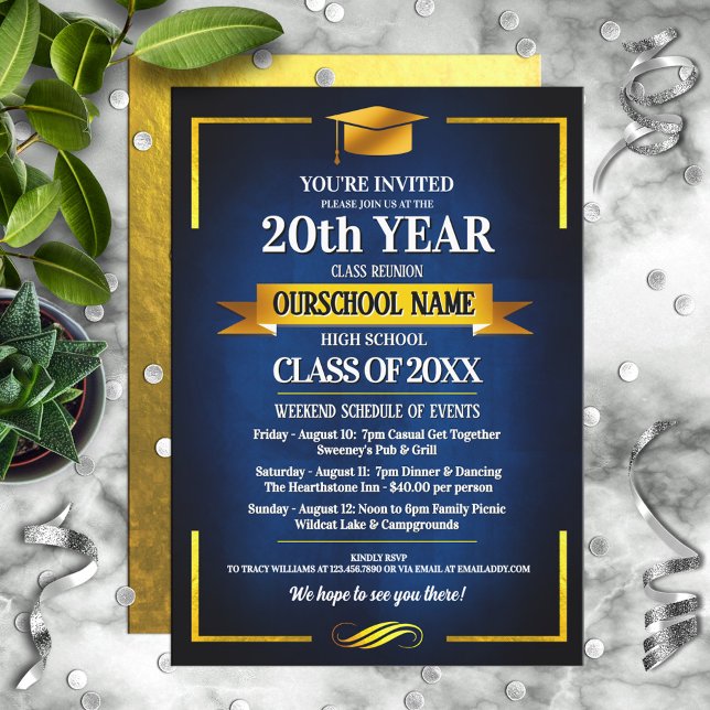 Classic Style School Colors Class Reunion Invitation (Creator Uploaded)