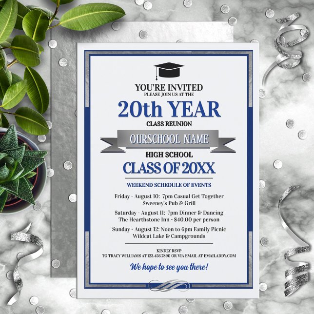 Classic Style School Colors Class Reunion Invitation (Creator Uploaded)