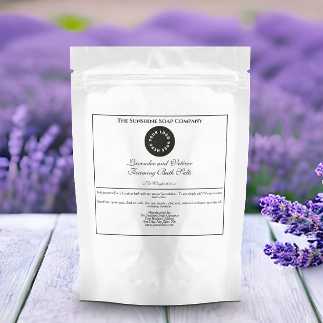 Classic Style White Bath Salts Pouch Label w logo (Creator Uploaded)