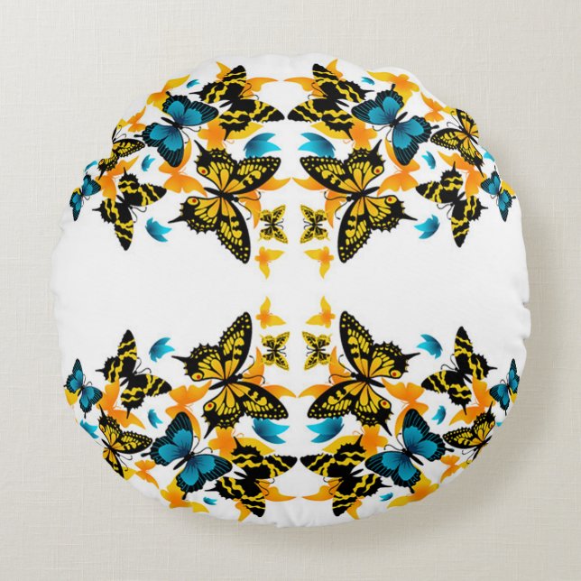 Classic Styles Butterflies Round Pillow (Front)